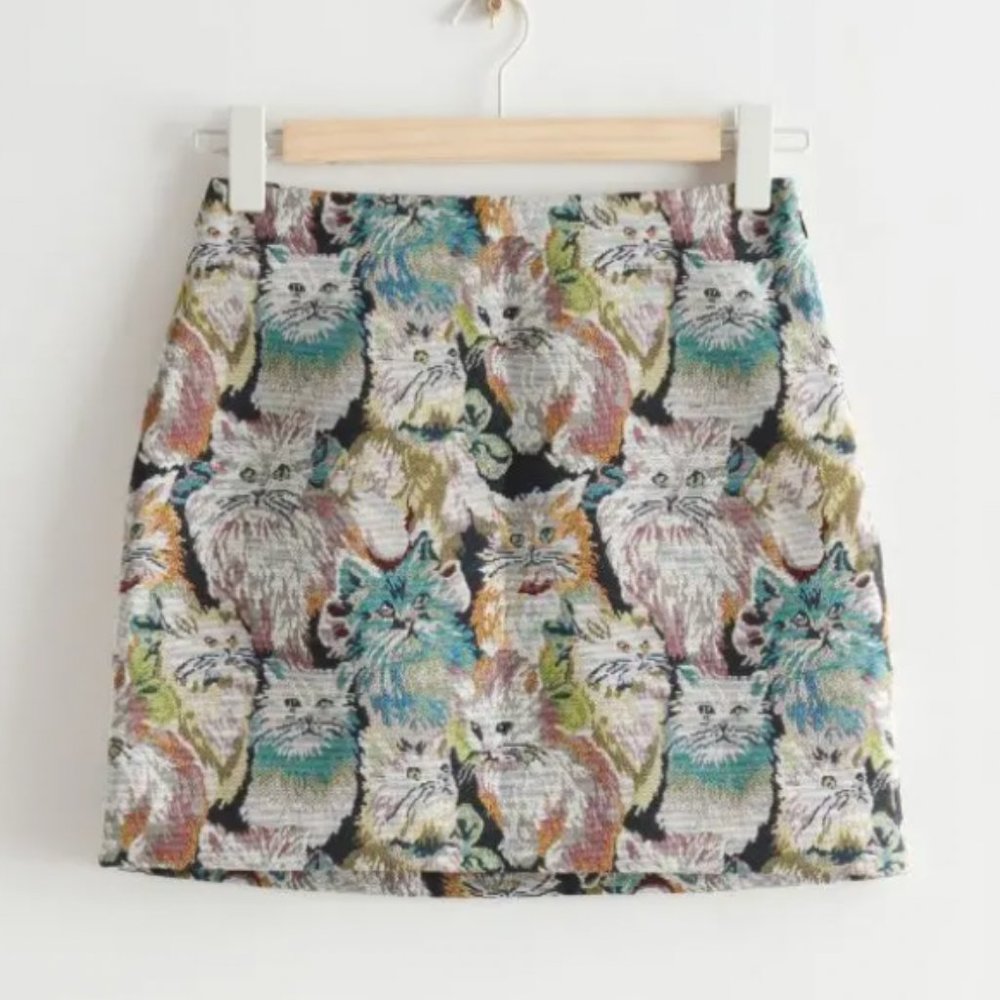 & Other Stories Cotton Cat Motif Skirt